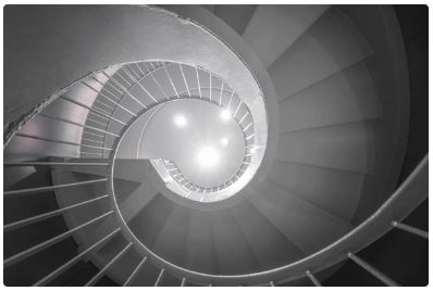 A spiral stairwell